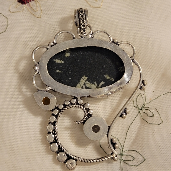 Sale 925 NATURAL STONE NECKLACE w citrine and quarts - Picture 5 of 5